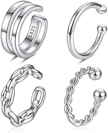 CHICARTSY Cuff Earrings 925 Sterling Silver Ear Cuff Earrings Non-Piercing Fake Helix Cartilage Cuff Earrings Various Styles Conch Ear Cuffs Fine Jewelry for Women Man.