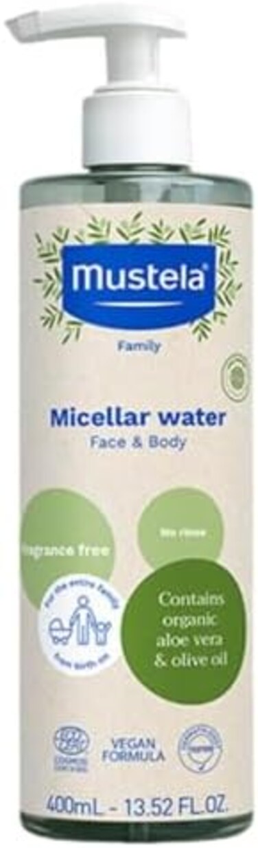 Mustela Bio Organic No-Rinse Fragrance-Free Baby Micellar Cleansing Water For Face And Body 400ml.