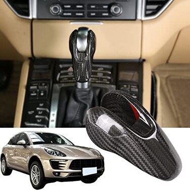 YUECHI 100% Real Carbon Fiber Interior Gear Shift Head Cover Knob Trim Car Accessories for Porsche Macan Panamera Cayman Boxster 911 718 2008-2020.