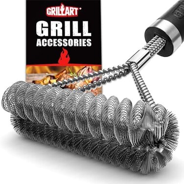 فرشاة شواء GRILLART بدون شعيرات سلكية - فرشاة تنظيف شواء آمنة وفعالة - فرشاة تنظيف شواية 17 بوصة لشبكات الغاز/البورسلين/الشواء - هدايا إكسسوارات الشواء للرجال.