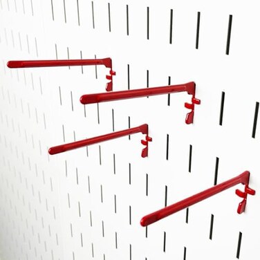 Wall Control Paint Brush Hook and Thread Spool Holder Storage Organizer Pegs for Wall Control Metal Pegboard - (4Pack of Narrow 3-Inch Reach Slotted Peg Hooks for Paint Brushes and Spools (Red.