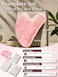Rena Chris Gua Sha Facial Tools, Natural Rose Quartz Stone Guasha Tool, Manual Massage Sticks for Jawline Sculpting and Puffiness Reducing, Gua Sha Scraping Massage Tool, Skin-Care Gift (Pink.