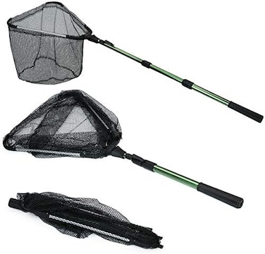 RESTCLOUD Fishing Landing Net with Telescoping Pole Handle, Fishing net Freshwater for Kids Men Women, Extend to 40-63 Inches.
