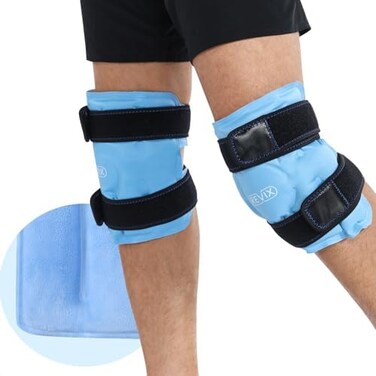 REVIX Ice Packs for Knee Injuries Reusable, Gel Ice Wraps with Cold Compression for Injury and Post-Surgery, Plush Cover and Hands-Free Application, A Set of Two.