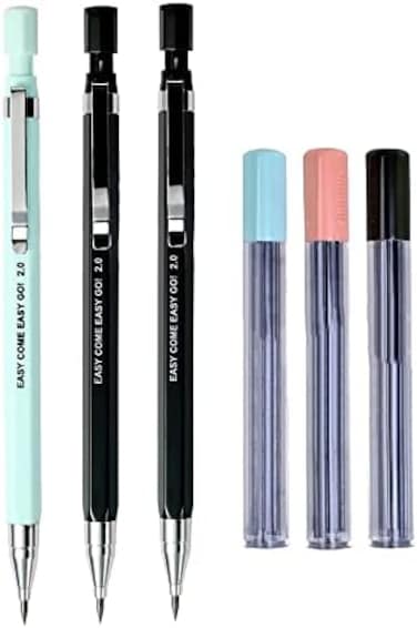 مجموعة أقلام رصاص ميكانيكية من Acfun، 3 قطع، 2.0 مم، مع 18 عبوة رصاص احتياطية، أقلام رصاص أوتوماتيكية لطيفة للرسم والكتابة والأعمال الفنية والتخطيط، هدية مثالية للطلاب، لوازم مكتبية ومدرسية، أدوات مكت
