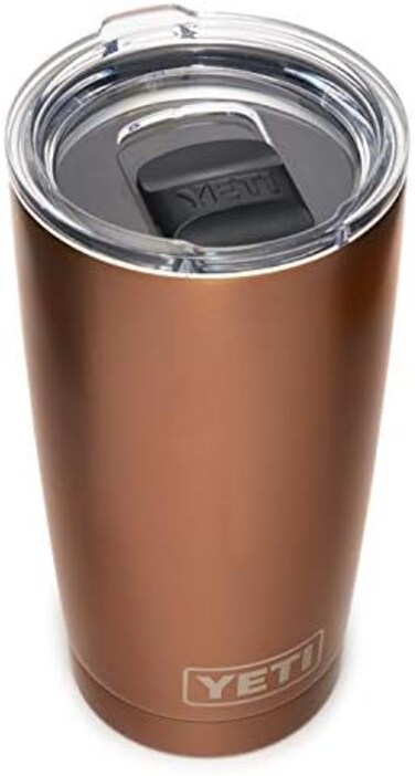 كوب YETI Rambler سعة 20 أونصة، مصنوع من الفولاذ المقاوم للصدأ، معزول بتفريغ الهواء مع غطاء MagSlider، نحاسي.