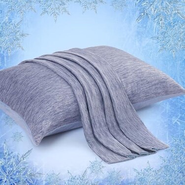 Elegear 2 Pack Cooling Pillow Cases, Japanese Arc-Chill Cool Pillow Covers, Q-MAX0. 43, Soft Breathable Pillow Cases for Hair and Skin, Standard Size (20&times;26 inches, Blue.