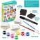 dazzidoo Magnetic Mini Tile Art - DIY Craft Kit; Design and Paint Magnet Tiles - Kids Paint ArtsCrafts Project; Includes 12 Tile Magnets, 8 Paint Colors, 2 Brushes and Marker; Fun Ceramic Tile Paintin