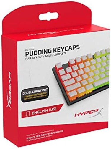 HyperX HKCPXP-WT-US/G Pudding Keycaps RGB Lighting Full Key Set (White PBT- US Layout.
