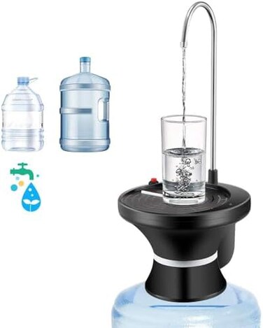 VUIYA Drinking Water Dispenser Pump, Automatic Electric Drinking Water Bottle Pump for 2-5 Gallon Water Jugs, USB Rechargeable with 2 Switch Control, Stable and Portable for Home, Kitchen, Office, Cam