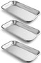 COYMOS 3 Pack Surgical Tray, Stainless Steel Tray for Lab Instrument Supplies, Tattoo Tool (Silver.