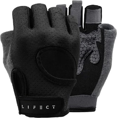 LIFECT Essential Breathable Workout Gloves, Weight Lifting Fingerless Gym Exercise Gloves with Curved Open Back, for Powerlifting, Women and Men.