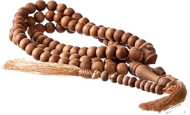 Nusantara Shop Sandalwood Prayer Beads Islam - Masbaha 99 - Natural 8mm Wood Beads - Authentic Indonesian Beads - Tasbeeh Counter - Zikr Beads - Dhikr Prayer Beads - Rosary Muslim - Tasbih - Misbaha -