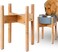 ZPirates Adjustable Dog Bowl Stand for Large Dogs - 8"-11" Wide, (Height 14" Tallfor Food and Water Pet Feeder Bowls - Natural Bamboo Wood.