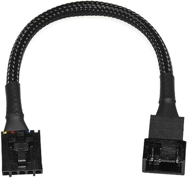 CRJ Electronics 5-Pin PWM PC Fan Adapter Cable for Dell Motherboards - 6-inch (15cm, Black Sleeved - Connect Standard 4-Pin Computer Fans to Dell Latching 5-Pin Fan Headers.