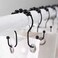 Goowin Shower Curtain Hooks, 12 Pcs Shower Curtain Rings, Stainless Steel Black Shower Curtain Hooks, Shower Curtain Rings Rust Proof, Smooth Sliding Anti-Drop Double Shower Rings for Curtain (Black.