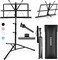 CAHAYA 2 in 1 Dual Use Extra Stable Reinforced Folding Sheet Music StandDesktop Book Stand Lightweight Portable Adjustable with Carrying Bag, Metal Music Stand with Music Sheet Clip Holder CY0204.