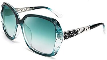 FEISEDY Polarized Women Square Sunglasses Sparkling Composite Shiny Frame B2289.