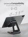 NULAXY Double Foldable iPad Stand, Fully Adjustable Desktop Tablet Holder, iPad Accessories for the Office, Compatible with 4-11 Inch Mobile Devices, iPad Pro/Air/Mini, iPhone Pro/Max/Plus, Black.