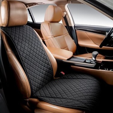 IVICY Linen Car Seat Cover, Car Seat Protector - Universal Premium Covers for Women, Men, Girls, Boys - Fits Most Cars, Truck, SUV, or Van - 1-pc, BLACK WS LN.