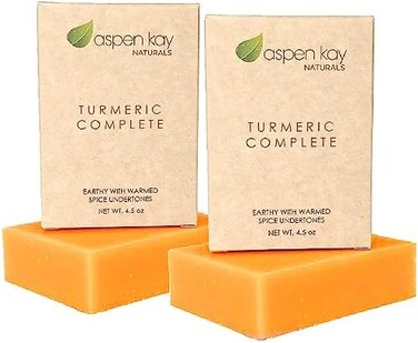 Aspen Kay Naturals Turmeric Soap - Made with and Organic Ingredients. Gentle Soap. 4. 5oz Bar. (Turmeric Complete 2 Pack.
