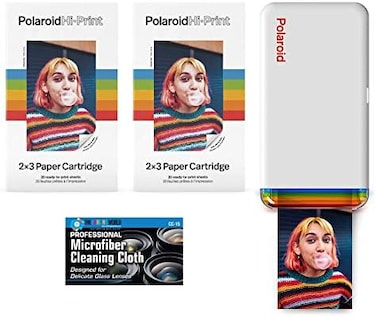 The Imaging World Polaroid Hi-Print - Bluetooth Connected 2x3 Pocket Phone Photo Printer with 2 Polaroid Hi&middot;Print 2x3 Paper Cartridges (40 SheetsMicrofiber Cloth.
