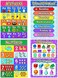 Blulu 8 Educational Preschool Posters for Toddler and Kid Learning with 60 Glue Point Dot for Nursery Preschool Homeschool Kindergarten Classroom - Teach Numbers Alphabet Colors Months and More 16 x 1