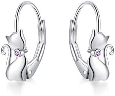 LUHE 925 Sterling Silver Cute Animal Earrings Unicorn /Cat/Elephant /Panda /Owl /Coala Bear /Rabbit/dinosaur Lenerback Dangle Earrings silver.