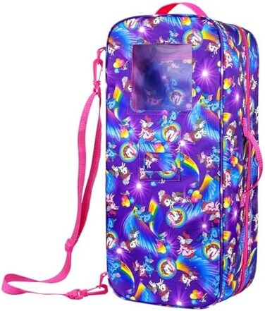 Ecore Fun Doll Travel Carrier Unicorn Doll Storage Suitcase Great Fit for American 18 Inch Girls Doll Case with Multi-Pocket.