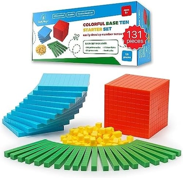Simply Magic Kindergarten 1st 2nd 3rd Grade Manipulatives K-3 Base 10 Blocks for Math for Kids (131 Pieces.