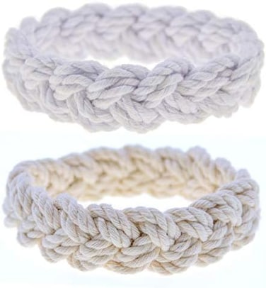 FROG SAC 2 Sailor Knot Bracelets, Nautical Knot Rope Bracelets, Natural and White Sailor Bracelets for Men and Women, Fishermans Bracelet Set, Cotton Knot Bracelets, Rope Bracelet Jewelry.
