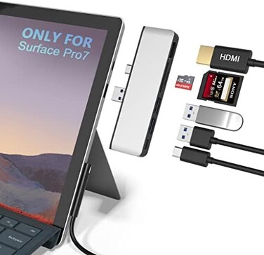 CATECK Surface Pro 7 USB C Hub, 6-in-2 Aluminum Surface Pro 2019 Dock with 4K HDMI AdapterUSB C AudioData Transfer Port2 USB 3. 0SD/TF Card Reader, Converter Combo Adaptor for Microsoft Surface Pro 7.