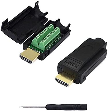 SinLoon عبوة من قطعتين محول HDMI بدون لحام مطلي بالذهب كابل تمديد HDMI موصل إشارات طرفية لوحة توصيل موصل لحام مجاني مع غطاء بلاستيكي مفك براغي.