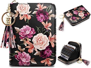 Coco Rossi Women's Small Credit Card Wallet RFID Glitter Cute Credit Card Holder Wallets for Women.