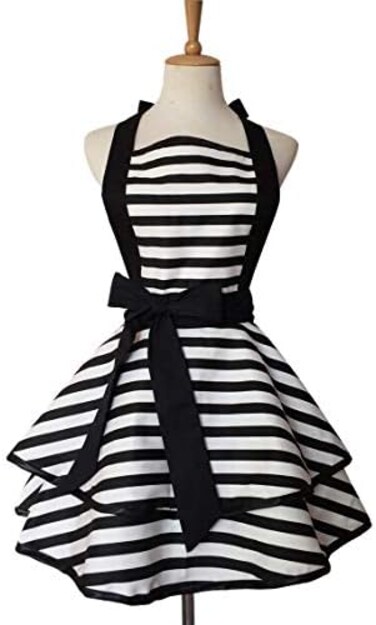 Hyzrz Lovely Handmade Cotton Retro Aprons For Women Girls Cake Kitchen Cook Apron For Mother's Gift One Size Black.