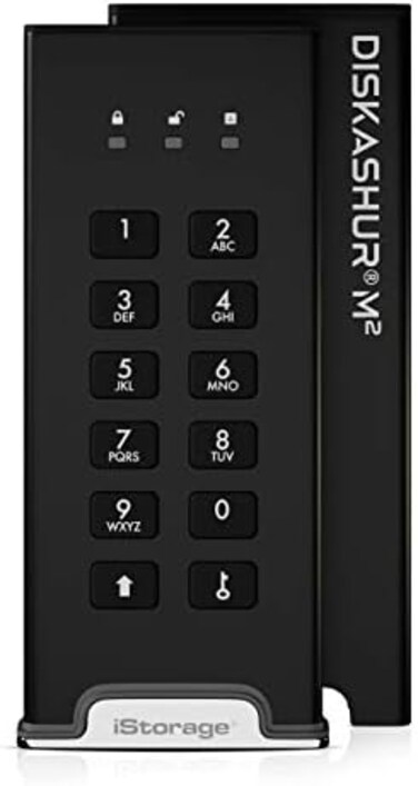 iStorage diskAshur M2 1TB &ndash; PIN authenticated, hardware encrypted USB 3. 2 portable SSD. Ultra-fast, FIPS compliant, RuggedPortable.