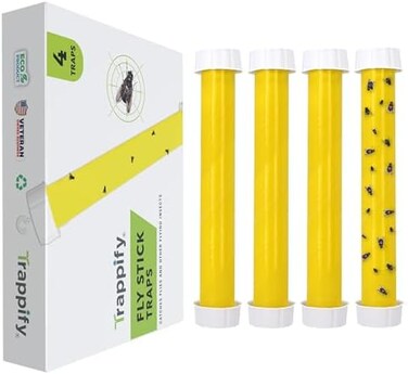 Trappify Hanging Fly Traps Outdoor: Fruit Fly Traps for IndoorsGnat TrapGnat Traps for House IndoorFly Trap Indoor - Disposable Sticky Fly Trap for Indoor House Pest Control (4 Pack.