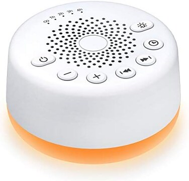 Easysleep Sound White Noise Machine with 25 Soothing Sounds and Night Lights with 32 Levels of Volume 5 Timers Memory Function for Adults Babies and Kids (White.