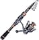 PLUSINNO Fishing Rod and Reel Combos, Bronze Warrior Toray 24-Ton Carbon Matrix Telescopic Fishing Rod Pole, 121 Shielded Bearings Stainless Steel BB Spinning Reel, Travel Freshwater Fishing Gear.