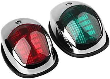 مصباح أوسينماكس للملاحة البحرية، مصابيح ملاحة بحرية، مصباح أمامي للقوارب بتقنية LED. مثالي للقوارب الصغيرة والقوارب العائمة (مطلي بالفضة).
