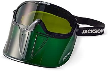 Jackson Safety GPL550 Premium Goggle with Detachable Face Shield, Anti-Fog Coating, Shade 5 IR Lens, Green, 21002.