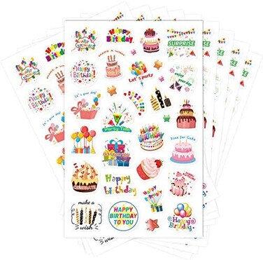 ceiba tree Happy Birthday Stickers 10 Sheets 300 Pcs for Kids Party Home Classroom Decoration.
