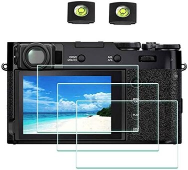 واقي شاشة ULBTER لكاميرا Fujifilm X100VI X100V Fuji X-100VI X-100V [عبوة من 3 قطع] مع غطاء قاعدة الفلاش، غطاء زجاجي مقوى بسمك 0.3 مم وصلابة 9H مقاوم للخدش وبصمات الأصابع والفقاعات.