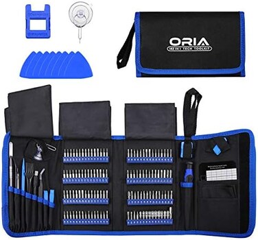 ORIA Precision Screwdriver Set, 142 in 1 Repair Tool Kit, with 120 Screwdrivers Bits, Portable Bag for SmartPhone, Laptop, Watches, Blue.