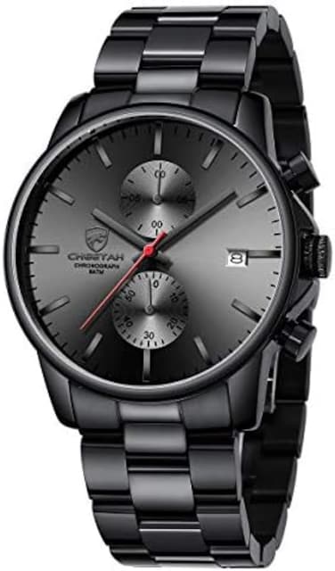 GOLDEN HOUR Fashion Business Mens Watches with Stainless Steel Waterproof Chronograph Quartz Watch for Men, Auto Date.