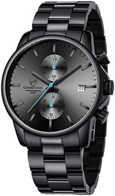 GOLDEN HOUR Fashion Business Mens Watches with Stainless Steel Waterproof Chronograph Quartz Watch for Men, Auto Date.