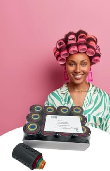 Kleravitex Hair Curlers Roller Set/Self Grip/Set of 96 Stackable Rollers / 8 Size Rollers From Extra Small to Extra Large / 12 Rollers per Size.