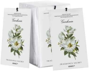 MYARO 12 Packs Gardenia Scented Sachets for Drawer and Closet, Long-Lasting Home Fragrance Sachet for Lover.