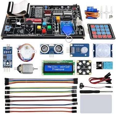 FREENOVE Projects Kit for Raspberry Pi 5 4 B 3 B400, Python C Java Scratch Code, 607-Page Detailed Tutorial, 102 Projects, Simple Wiring (Raspberry Pi Not Included.