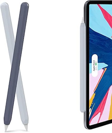 AhaStyle Ultra Thin Case Silicone Skin Cover Compatible with Apple Pencil 2nd Generation, iPad Pro 11 12. 9 inch-2 Pack (Midnight BlueLight Blue.